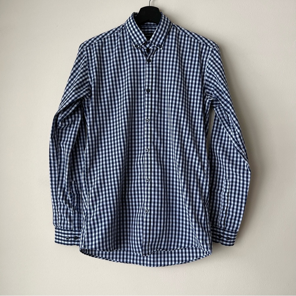 Cedar Wood State Blue Gingham Slim Fit Button Down Shirt